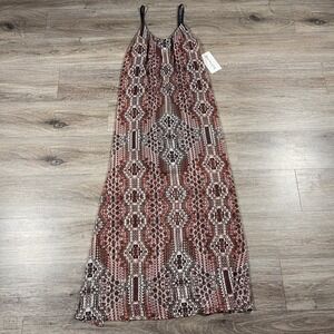 NEW Athleta Women's Jetty Dress Maxi Lightweight All Over Print M Orange/Cream